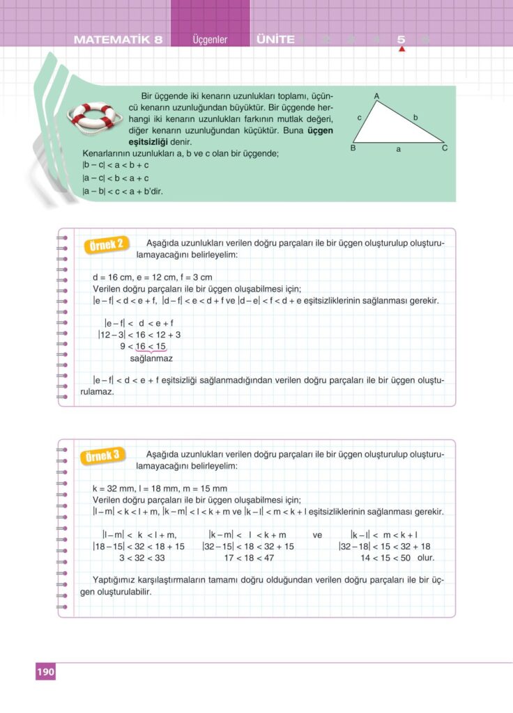 8.sınıf matematik koza yayınları sayfa 190 cevabı