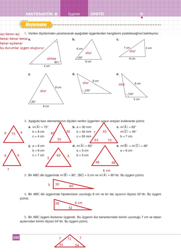 8.sınıf matematik koza yayınları sayfa 200 cevabı 