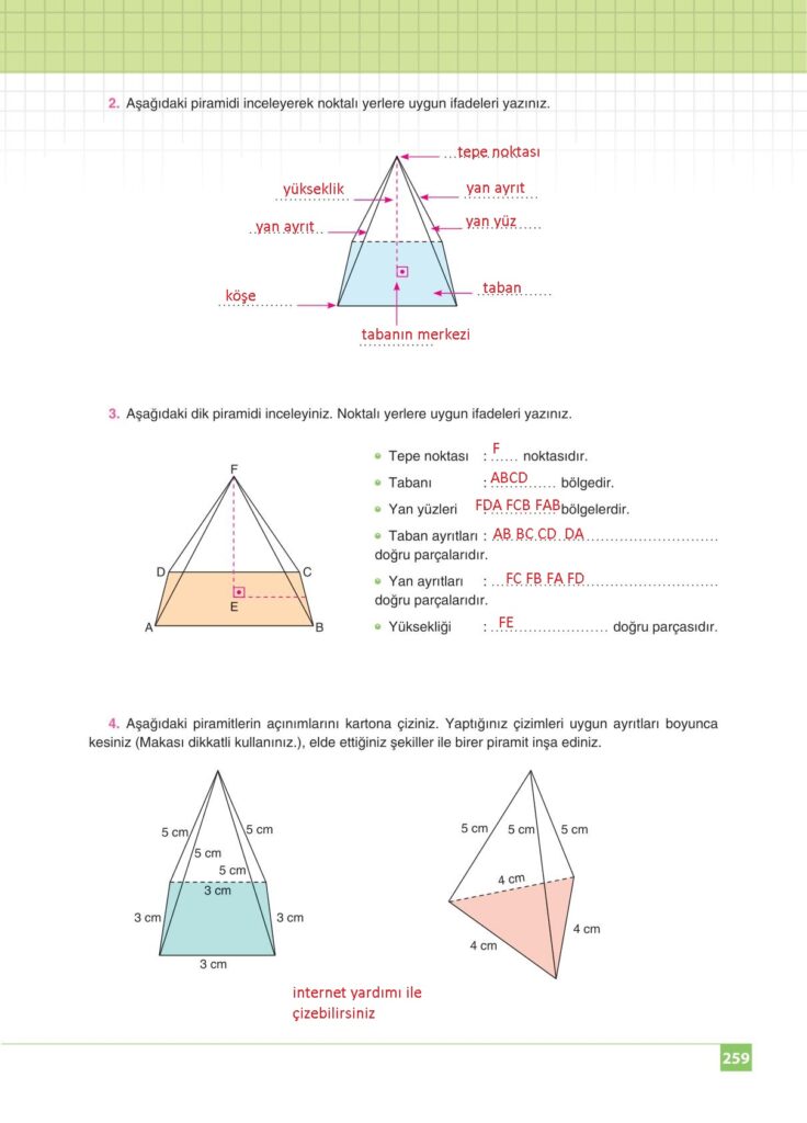  8.sınıf matematik koza yayınları sayfa 259 cevabı 