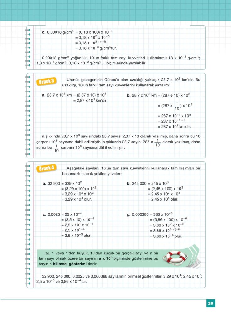 8.sınıf matematik koza yayınları sayfa 39 cevabı 