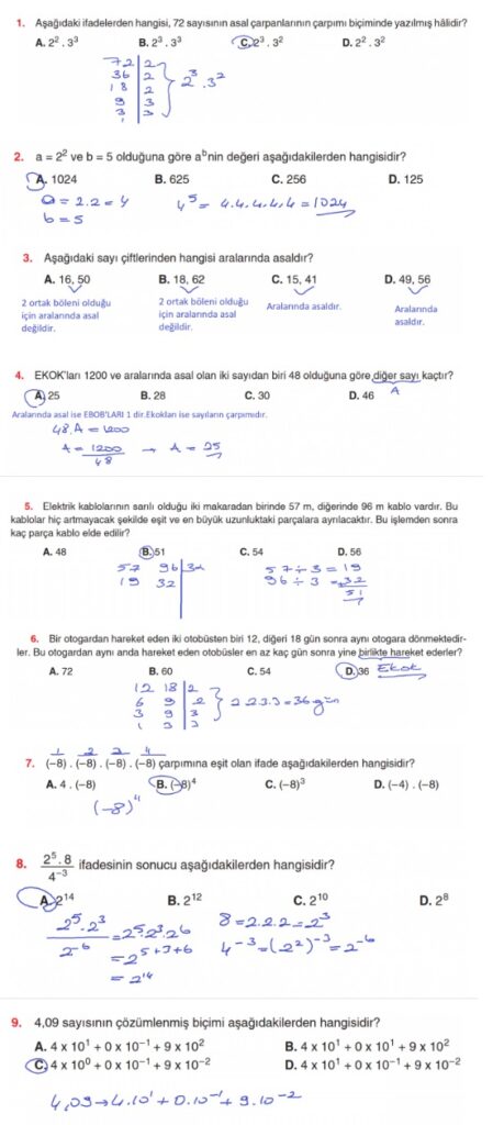 8.sınıf matematik koza yayınları sayfa 43 cevabı