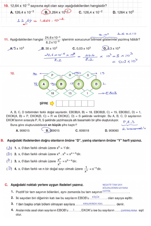 8. sınıf matematik kitabı sayfa 44 cevapları koza yayınları