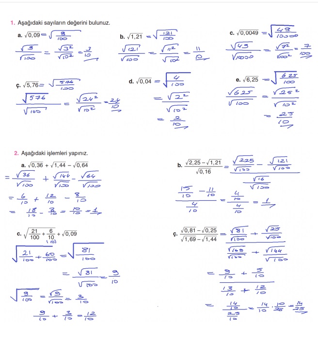 8.sınıf matematik koza yayınları sayfa 73 cevabı 