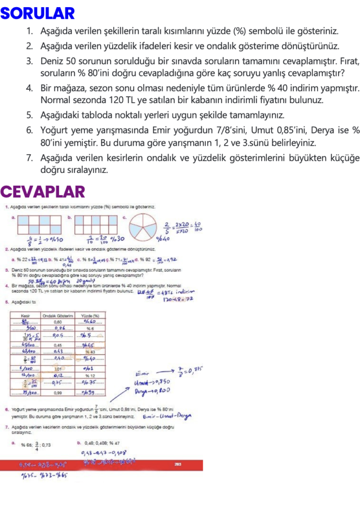 5.sınıf matematik sayfa 203 cevabı özgün yayınları 
