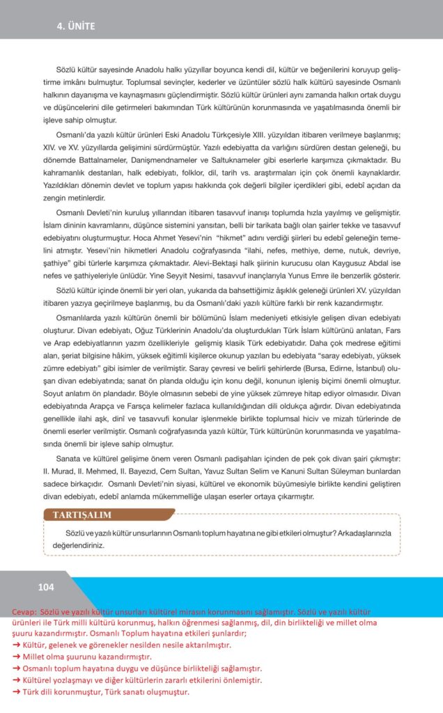  10. sınıf tarih ilke yayıncılık sayfa 104 cevapları