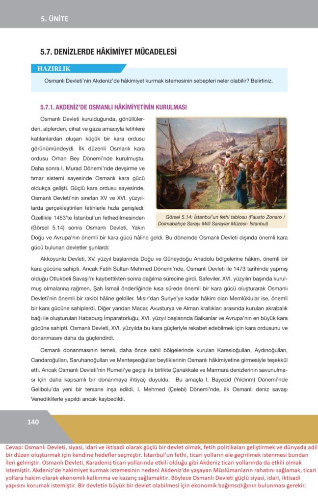10. sınıf tarih ders kitabı sayfa 140 cevabı ilke yayınları 