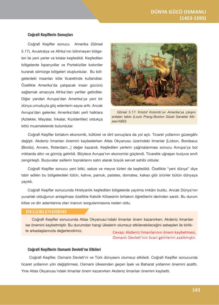 10. sınıf tarih ders kitabı sayfa 143 cevabı ilke yayınları 