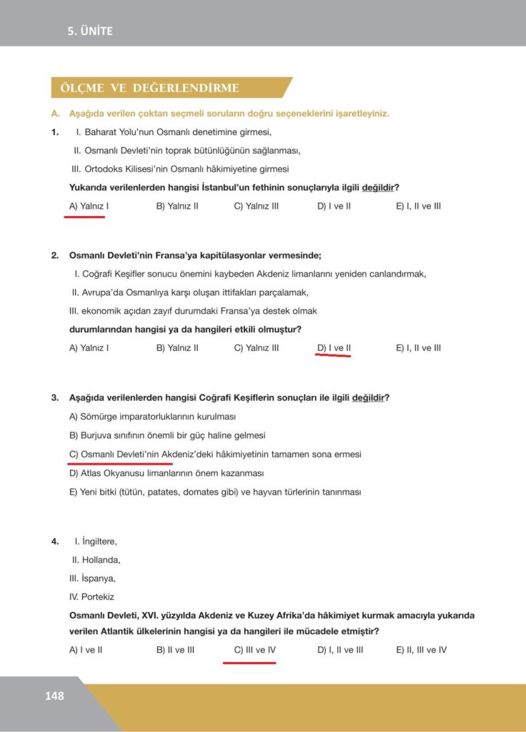 10. sınıf tarih ders kitabı sayfa 148 cevabı ilke yayınları 
