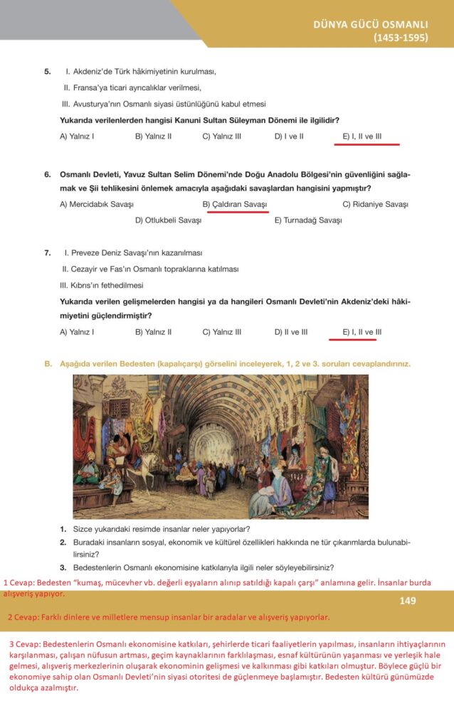10. sınıf tarih ders kitabı sayfa 149 cevabı ilke yayınları 