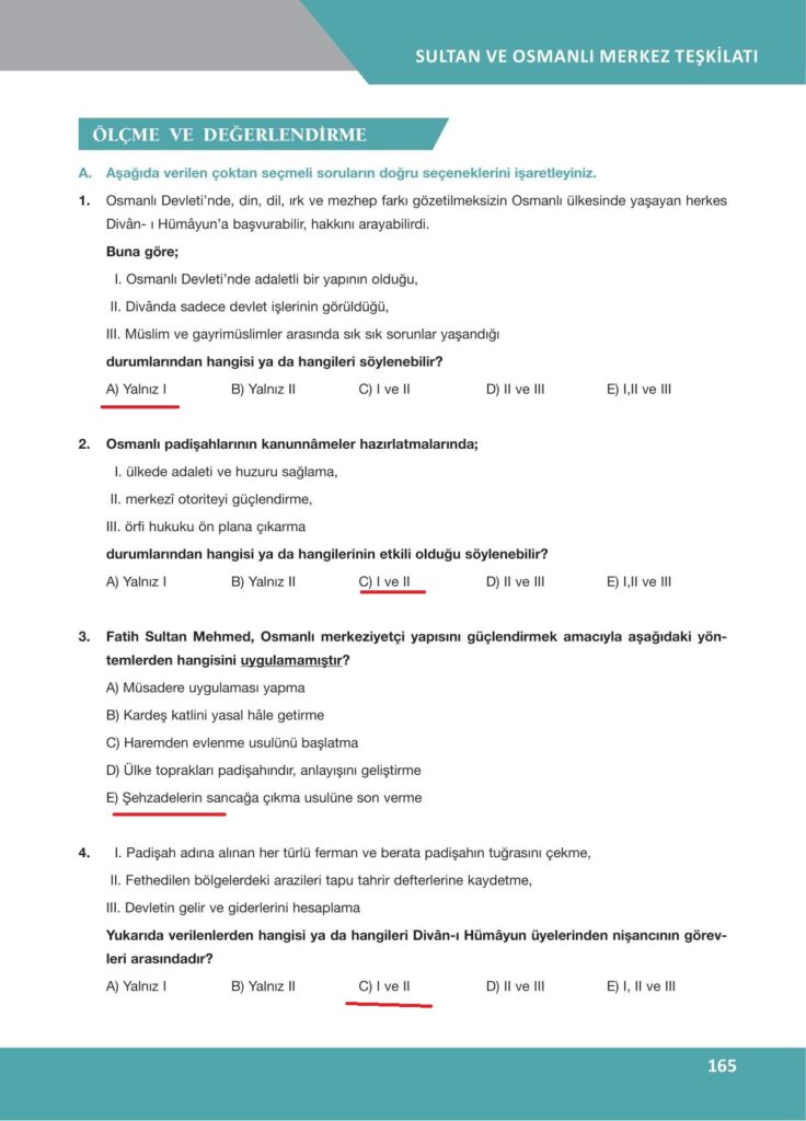 10. sınıf tarih ders kitabı sayfa 165 cevabı ilke yayınları 