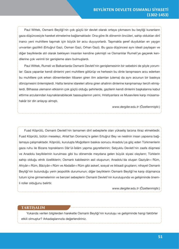 10. sınıf tarih ilke yayınları sayfa  51 cevapları