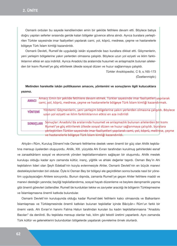  10. sınıf tarih ders kitabı sayfa 62 cevabı ilke yayınları 