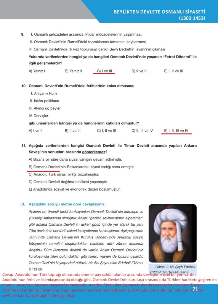 10. sınıf tarih ders kitabı sayfa 71 cevabı ilke yayınları 