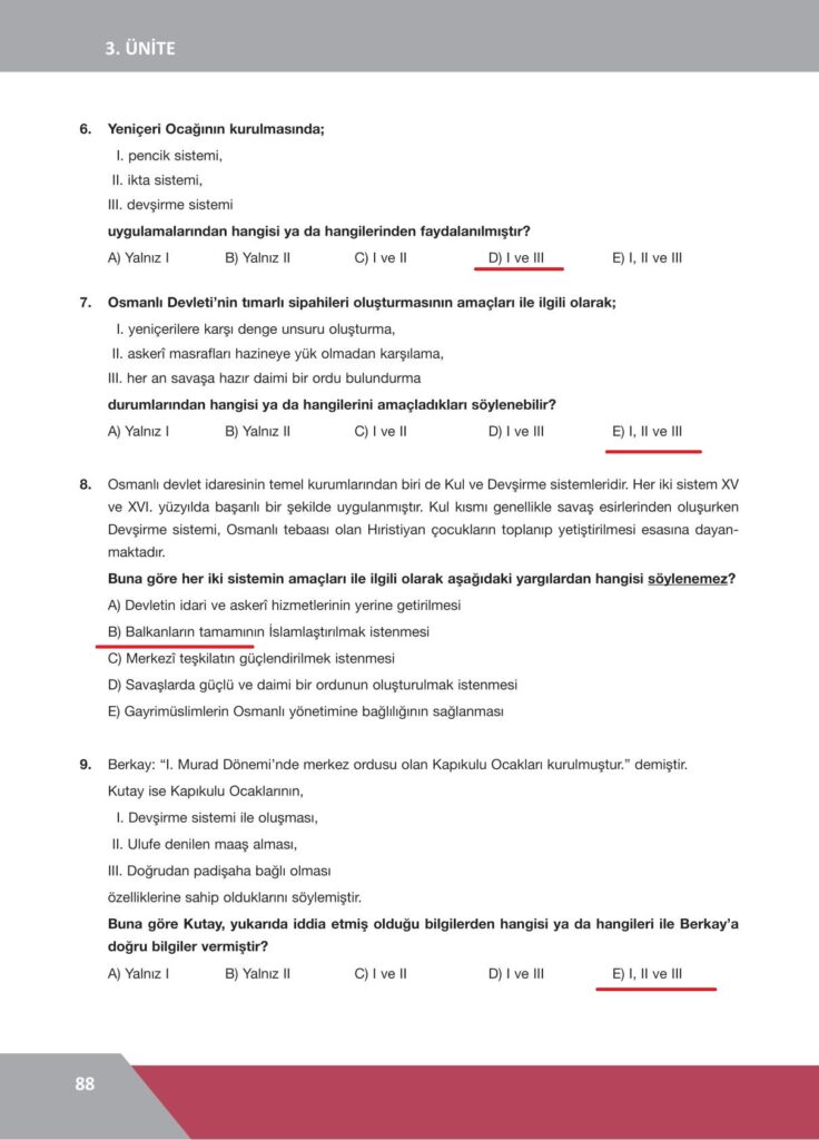 10. sınıf tarih ders kitabı sayfa 88 cevabı ilke yayınları