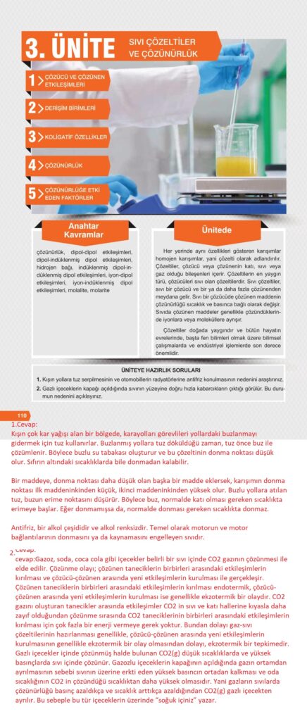 11. sınıf kimya ders kitabı sayfa 110 cevabı e-kare yayınları 