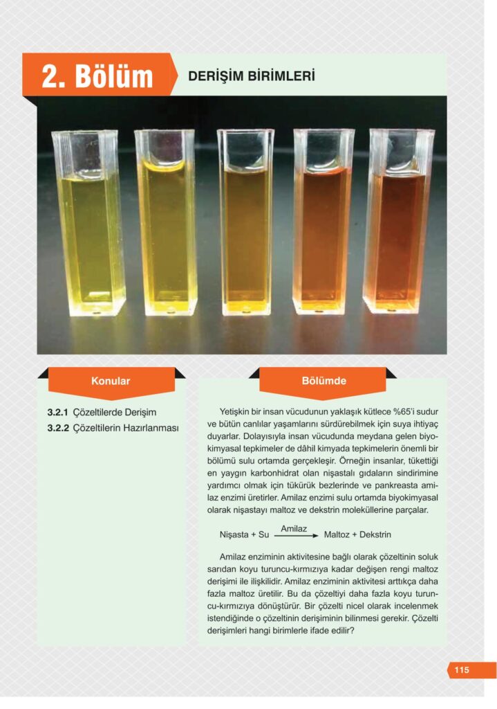 11. sınıf kimya ders kitabı sayfa 115 cevabı e-kare yayınları