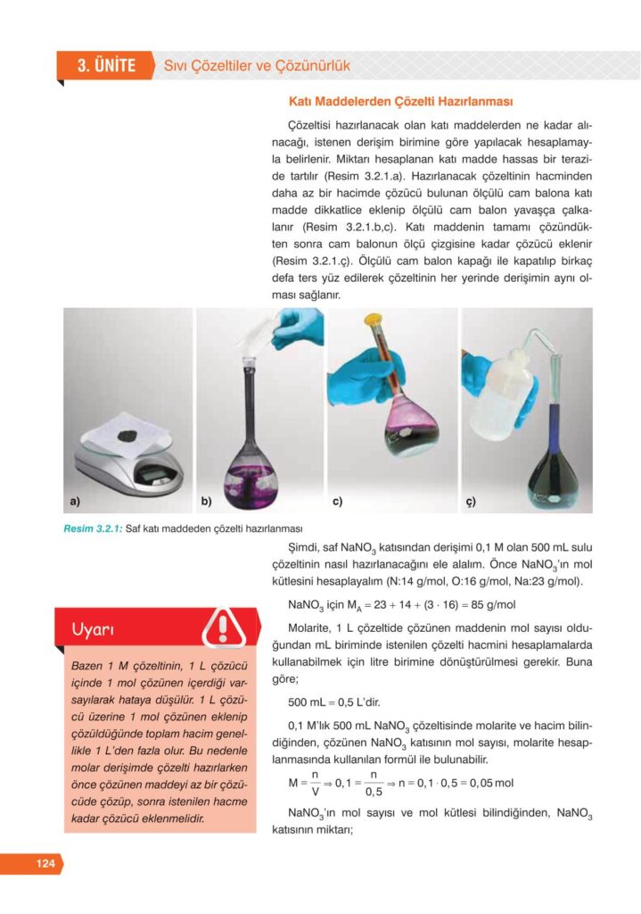 11. sınıf kimya ders kitabı sayfa 124 cevabı e-kare yayınları 