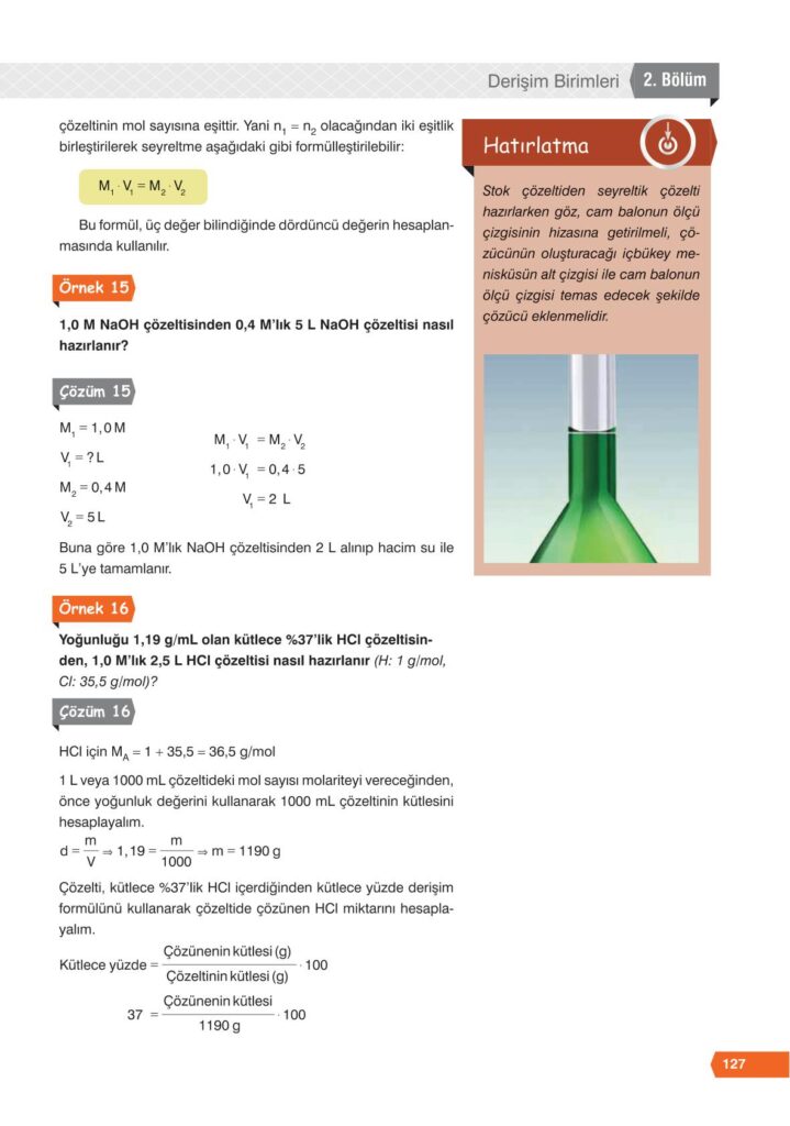 11. sınıf kimya ders kitabı sayfa 127 cevabı e-kare yayınları