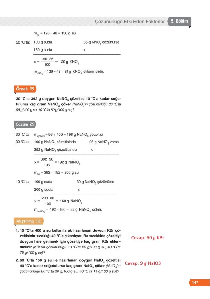 11. sınıf kimya ders kitabı sayfa 147 cevabı e-kare yayınları