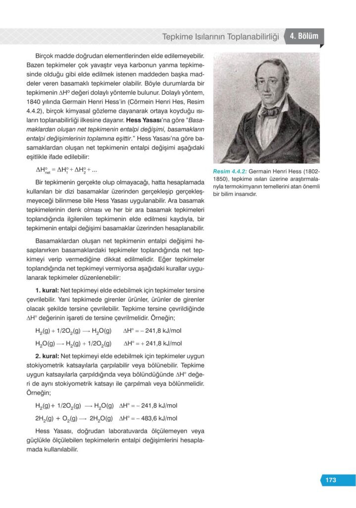 11. sınıf kimya ders kitabı sayfa 173 cevabı e-kare yayınları