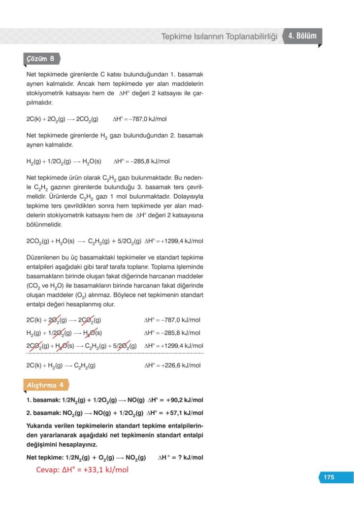 11. sınıf kimya ders kitabı sayfa 175 cevabı e-kare yayınları