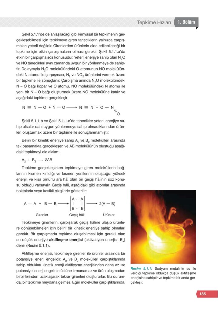 11. sınıf kimya ders kitabı sayfa 185 cevabı e-kare yayınları