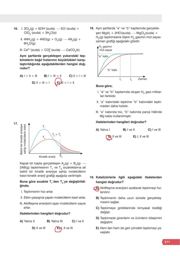 11. sınıf kimya ders kitabı sayfa 211 cevabı e-kare yayınları 