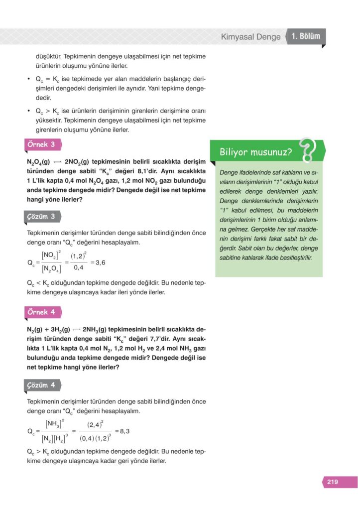 11. sınıf kimya ders kitabı sayfa 219 cevabı e-kare yayınları 