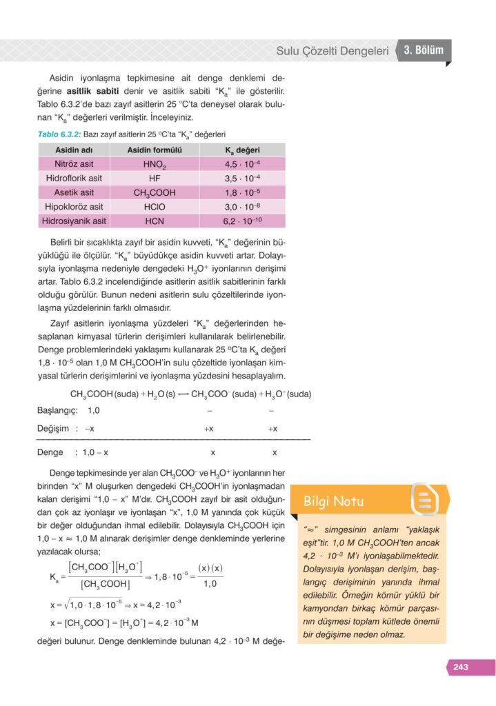 11. sınıf kimya ders kitabı sayfa 243 cevabı e-kare yayınları 