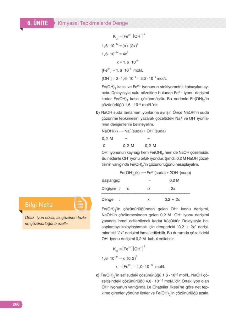 11. sınıf kimya ders kitabı sayfa 266 cevabı e-kare yayınları