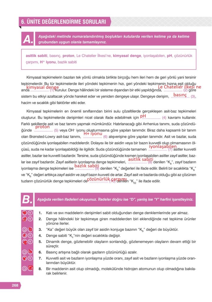11. sınıf kimya ders kitabı sayfa 268 cevabı e-kare yayınları