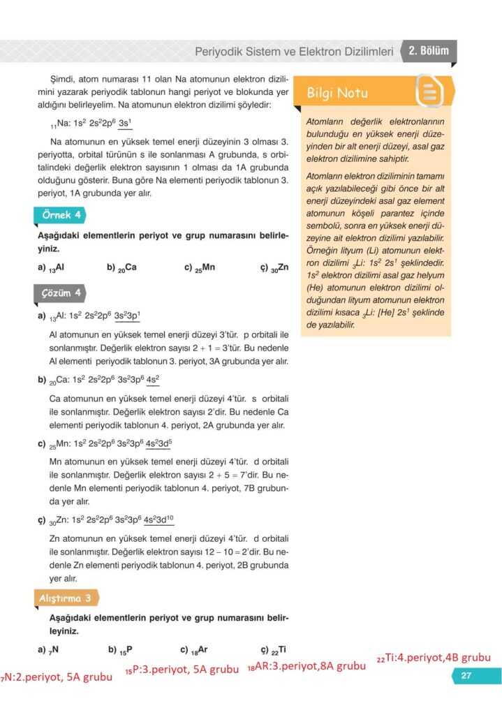 11. sınıf kimya ders kitabı sayfa 27 cevabı e-kare yayınları 