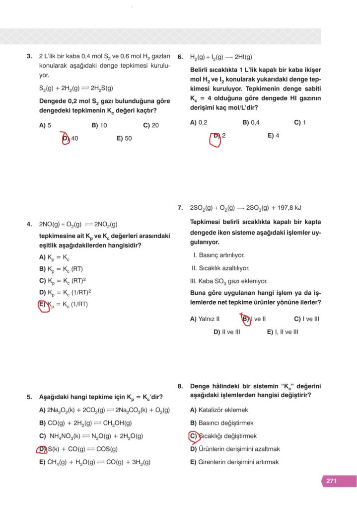 11. sınıf kimya ders kitabı sayfa 271 cevabı e-kare yayınları 