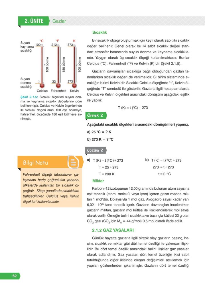 11. sınıf kimya ders kitabı sayfa 62 cevabı e-kare yayınları