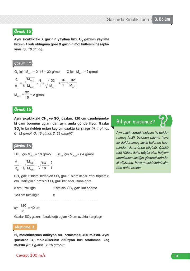 11. sınıf kimya e-kare yayınları sayfa 81 cevapları