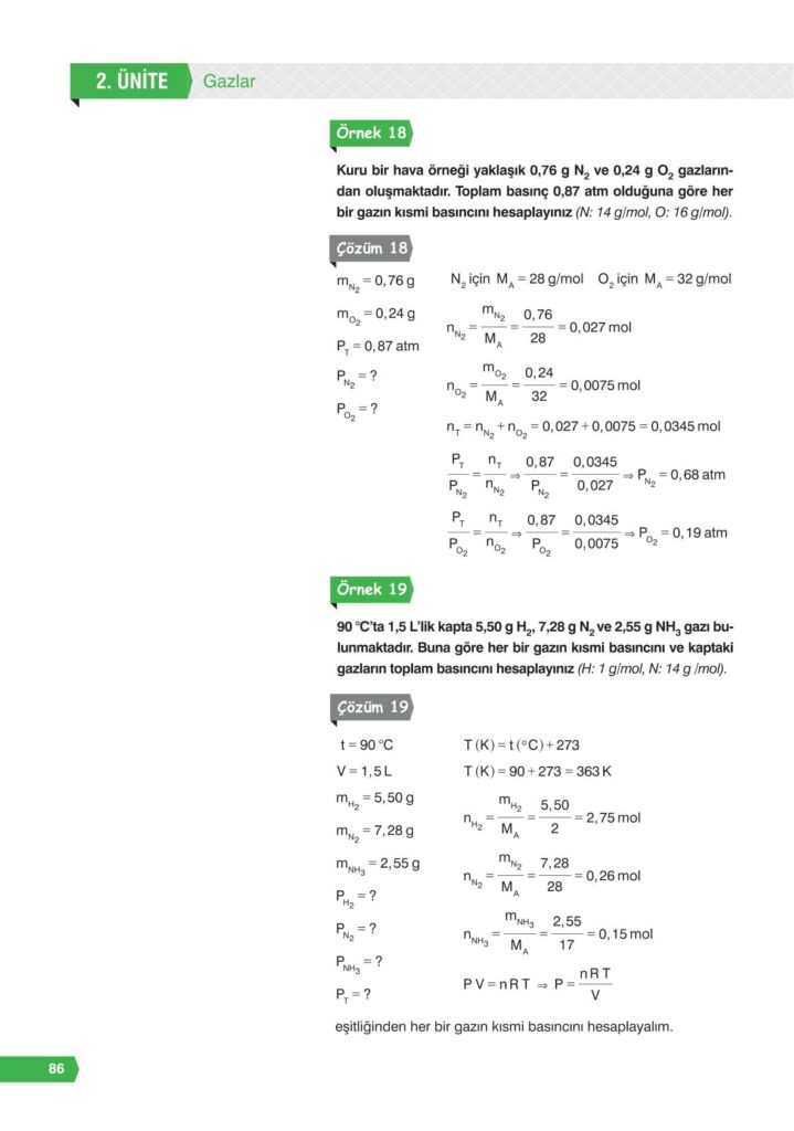 11. sınıf kimya ders kitabı sayfa 86 cevabı e-kare yayınları 