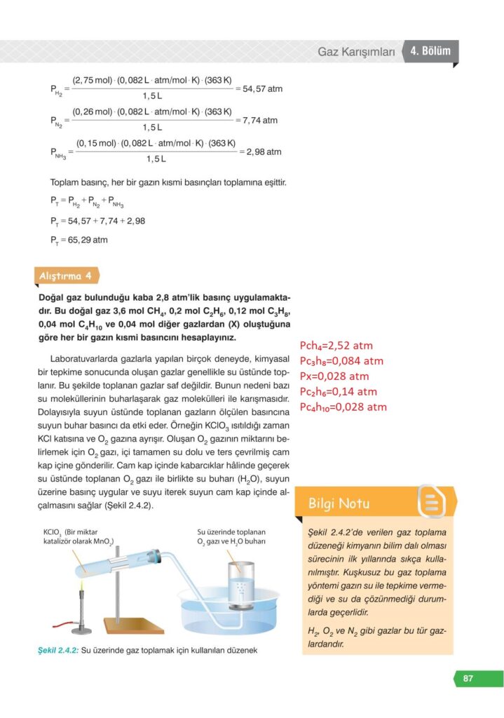 11. sınıf kimya ders kitabı sayfa 87 cevabı e-kare yayınları 