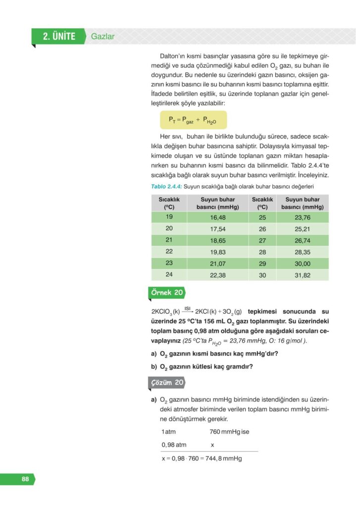 11. sınıf kimya ders kitabı sayfa 88 cevabı e-kare yayınları 