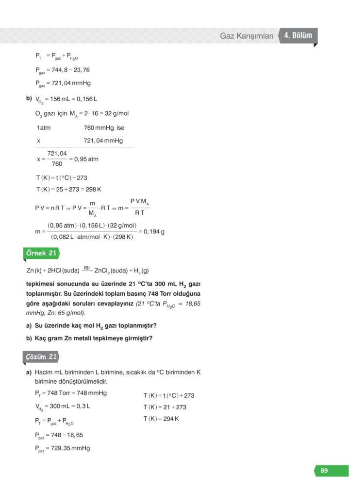 11. sınıf kimya ders kitabı sayfa 89 cevabı e-kare yayınları 