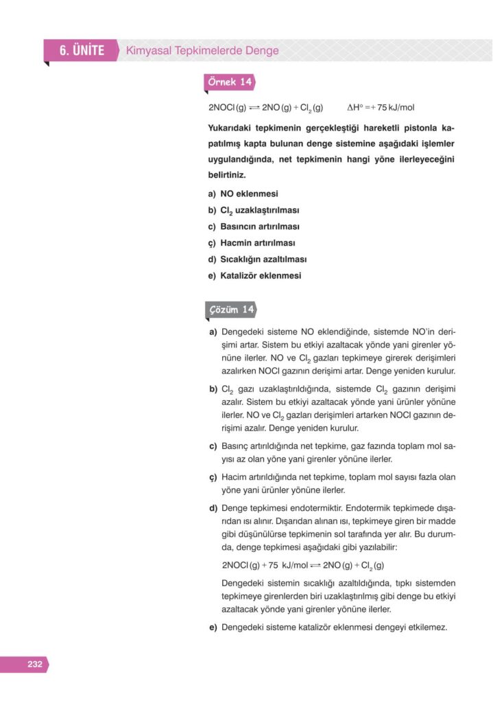 11. sınıf kimya e-kare yayınları sayfa 232 cevapları 
