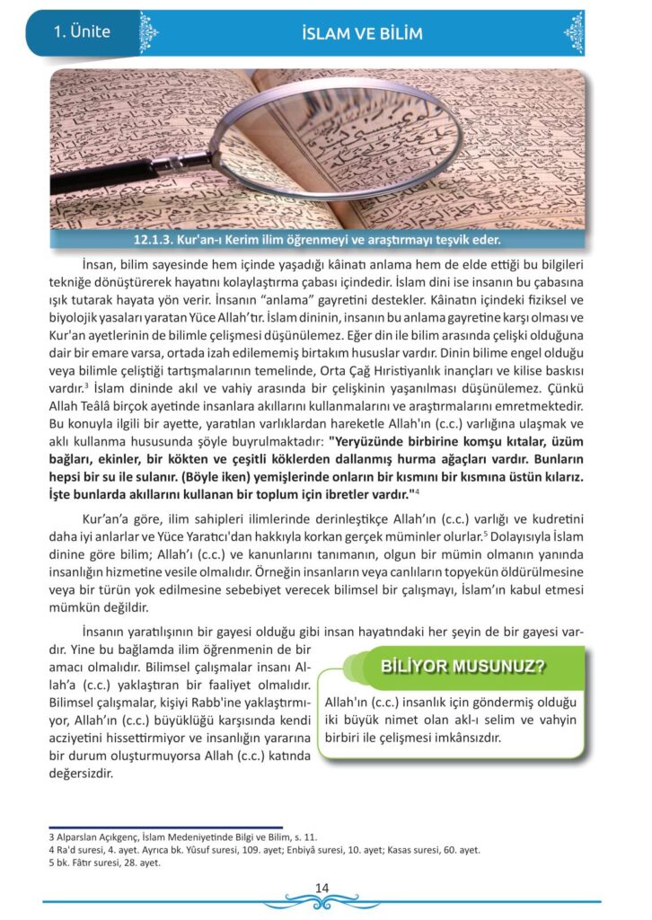 12. sınıf din kültürü ve ahlak bilgisi ders kitabı sayfa 14 cevabı meb yayınları 