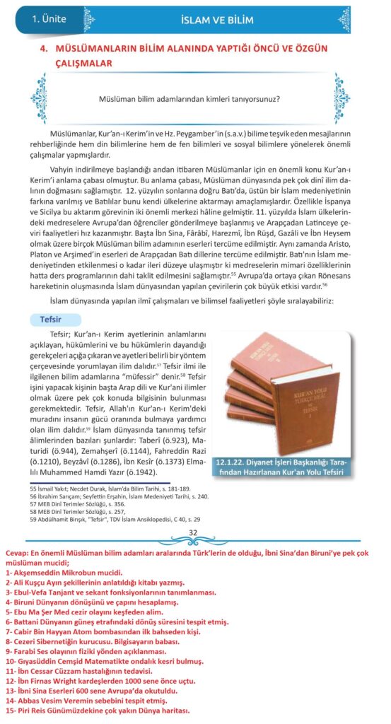 12. sınıf din kültürü ve ahlak bilgisi ders kitabı sayfa 32 cevabı meb yayınları 