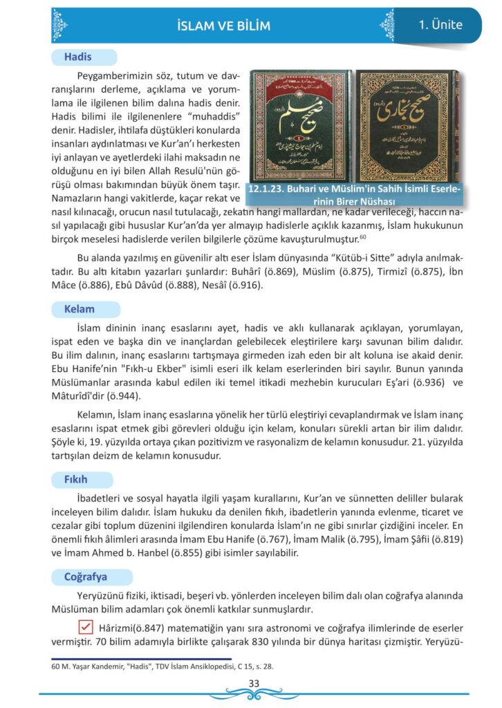 12. sınıf din kültürü ve ahlak bilgisi ders kitabı sayfa 33 cevabı meb yayınları 