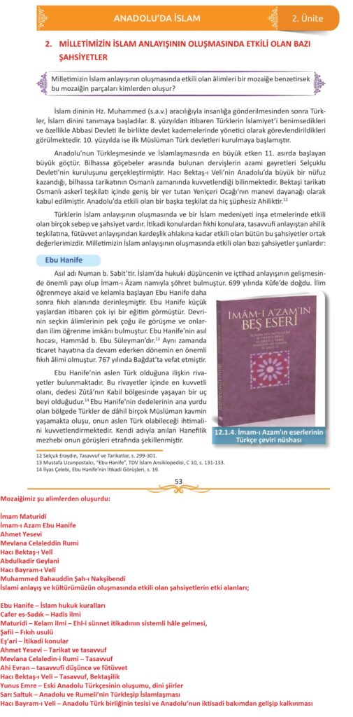 12. sınıf din kültürü ve ahlak bilgisi ders kitabı sayfa 53 cevabı meb yayınları 