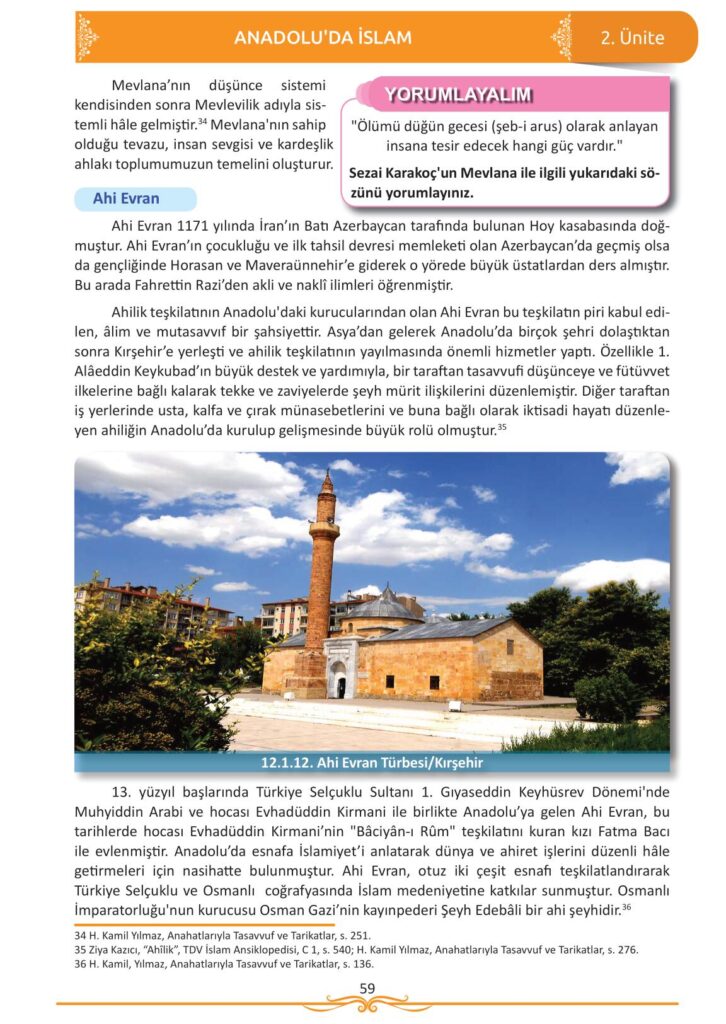 12. sınıf din kültürü ve ahlak bilgisi ders kitabı sayfa 59 cevabı meb yayınları