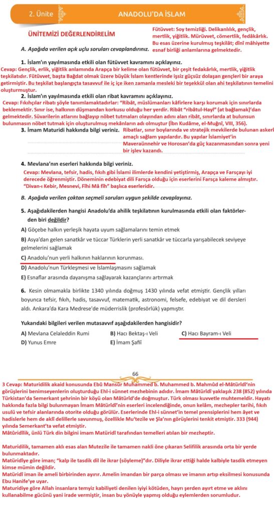12. sınıf din kültürü ve ahlak bilgisi ders kitabı sayfa 66 cevabı meb yayınları 