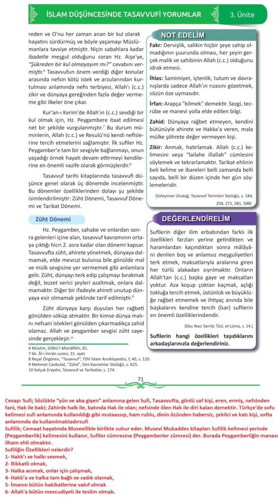 12. sınıf din kültürü ve ahlak bilgisi ders kitabı sayfa 71 cevabı meb yayınları 