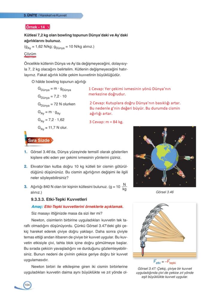9. sınıf fizik ders kitabı sayfa 104 cevabı ata yayınları 