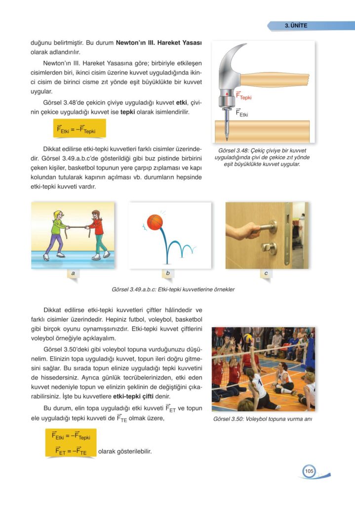 9. sınıf fizik ders kitabı sayfa 105 cevabı ata yayınları