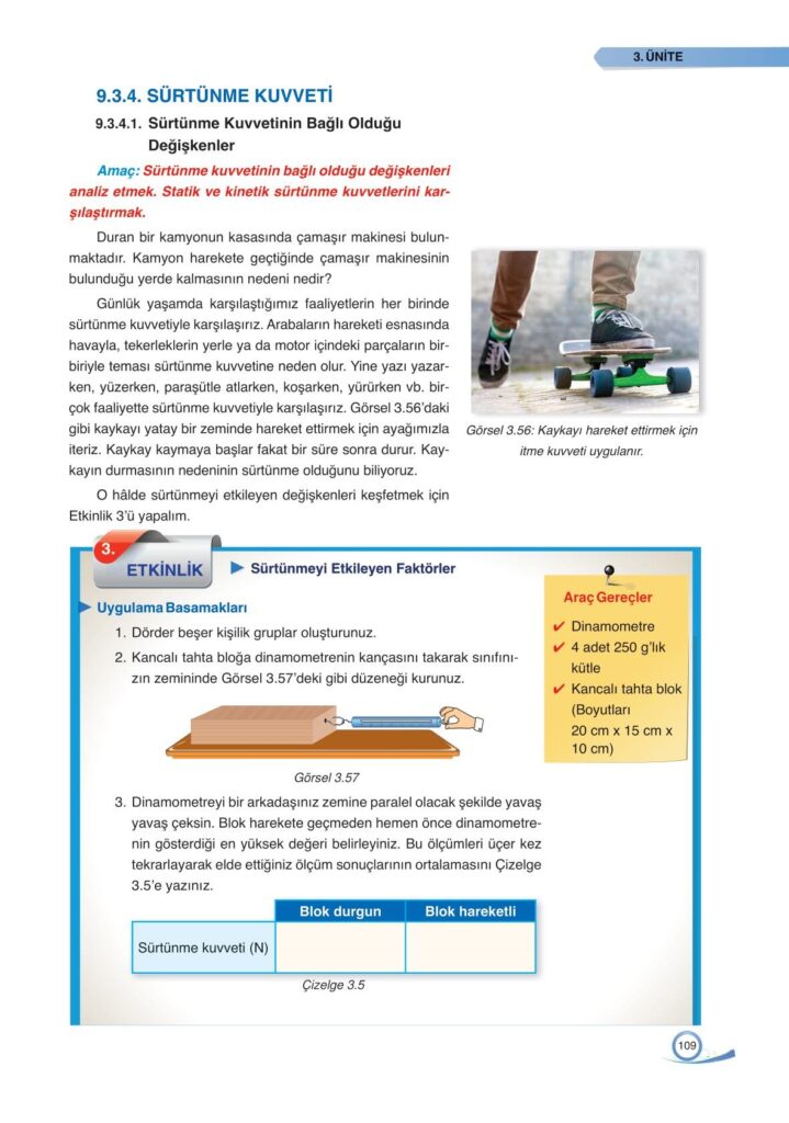 9. sınıf fizik ata yayınları sayfa 109 cevapları